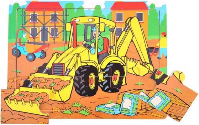 BIGJIGS TOYS puzzle en bois pelleteuse, 9 pièces