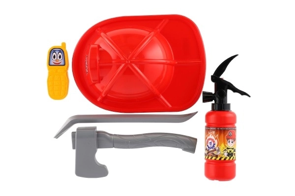 Ensemble de pompier avec casque et équipement de pompier
