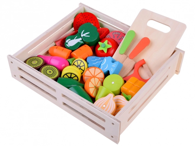 Grande boîte magnétique en bois pour couper les légumes et fruits ZA4121
