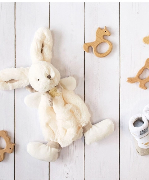 Doudou Lapin en peluche crème 26 cm