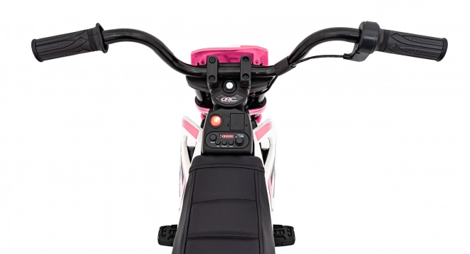 Moto électrique pour enfants rose avec panneau audio et fonction de démarrage libre
