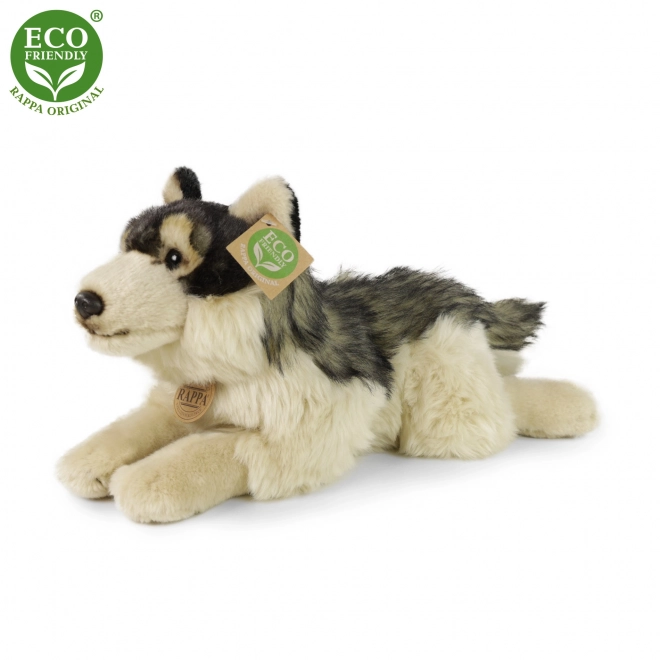 Loup en peluche couché 35 cm écologique