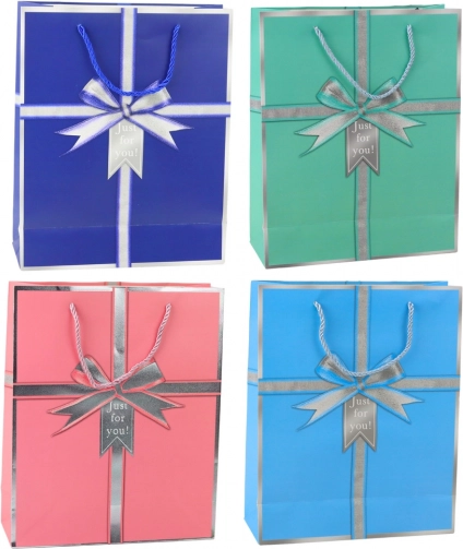 Sac cadeau en papier avec nœud Just for you 32 × 26 × 12 cm