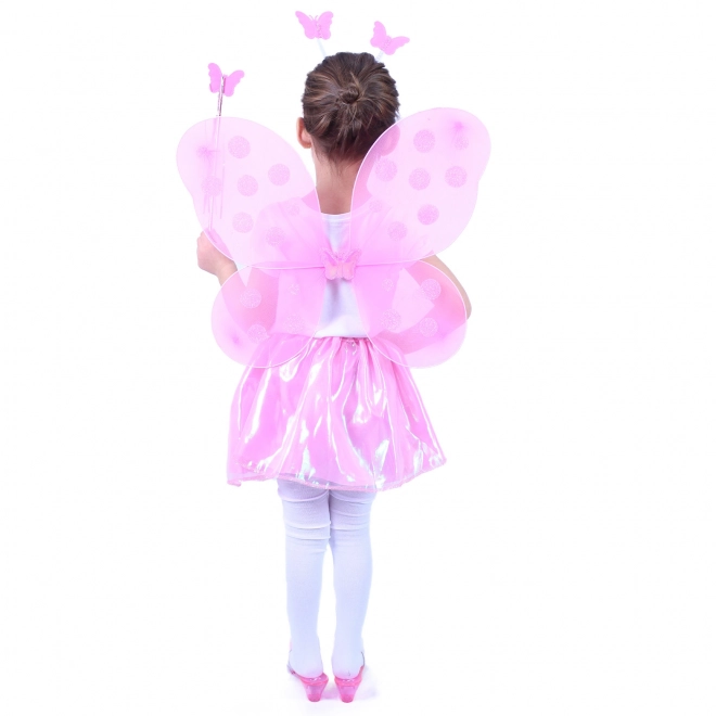 Costume de papillon avec ailes roses et accessoires