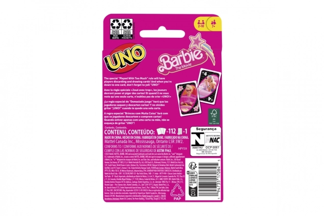 Cartes UNO Barbie Le Film
