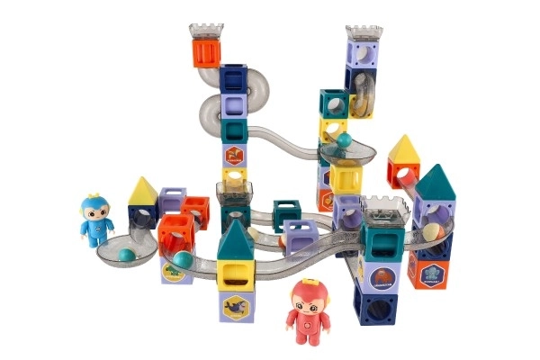 Circuit à billes magnétique avec figurines en plastique 102 pièces dans une boîte de 49x35x9cm