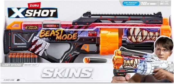 X-Shot Skins Last Stand Beast Mode – blaster en mousse pour enfants (16 fléchettes)