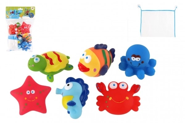 Animaux en caoutchouc pour le bain avec filet - 6 pièces