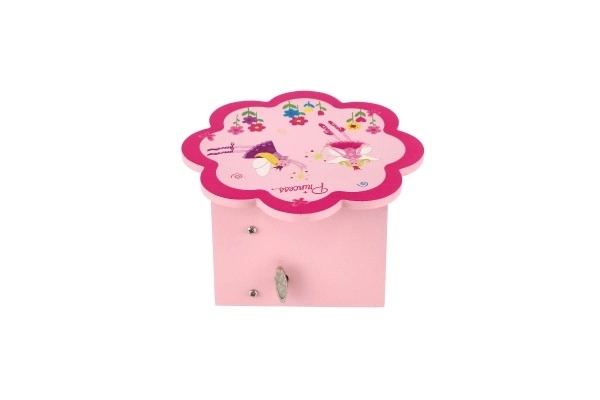 Boîte à bijoux Princesse bois boîte à musique fleur tiroir 14,5x8x14,5cm