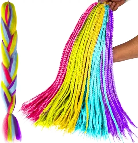 Tresses synthétiques arc-en-ciel 60 cm
