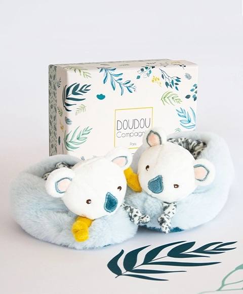 Ensemble cadeau Doudou - Ensemble de premières chaussons avec hochets