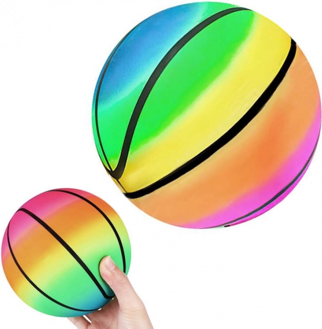 Balle en caoutchouc arc‑en‑ciel pour enfants 23 cm, légère et gonflable