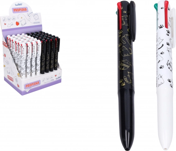 Stylo multicolore avec chat, 4 couleurs, 0,5 mm