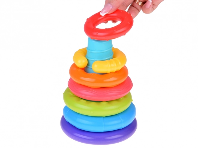 Pyramide sensorielle anneaux colorés pour enfants