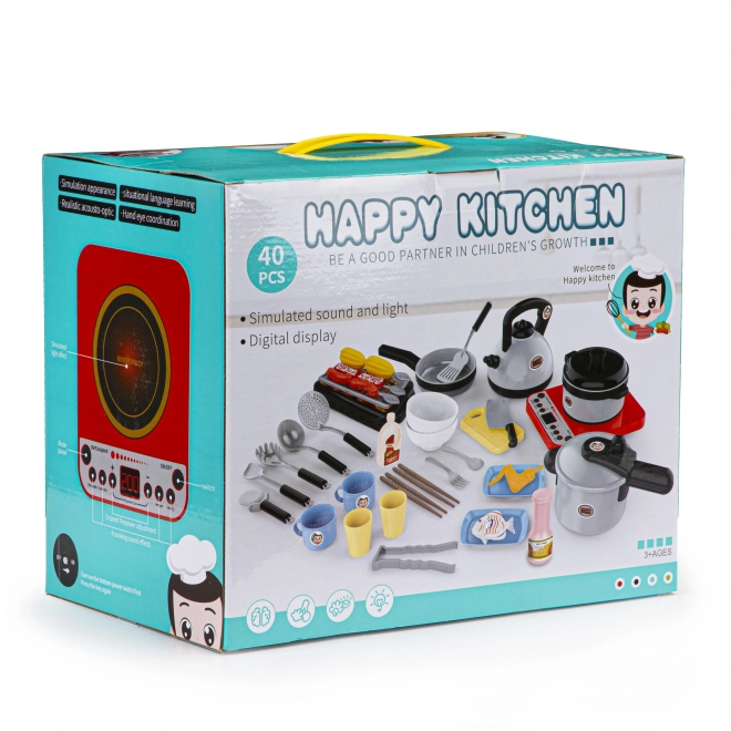 Set cuisine et barbecue pour enfants avec son et LED, 40 pièces