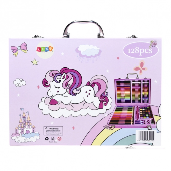 Set artistique avec valise licorne rose 128 pièces