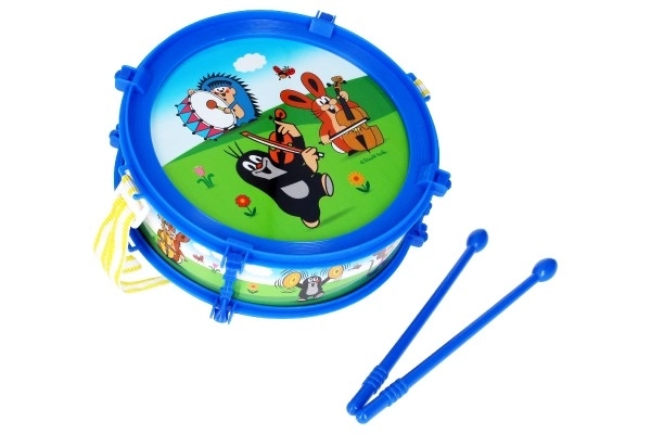 Krtek/Krteček tambourin plastique 20cm + 2 baguettes en boîte