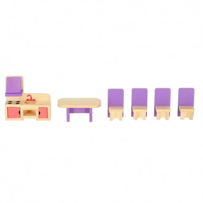 Meubles en bois pour maison de poupée violet