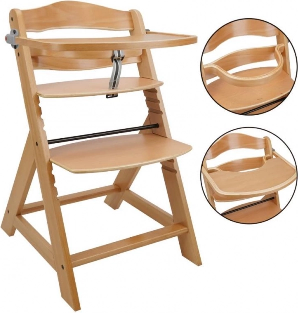 Chaise haute évolutive avec plateau - naturel
