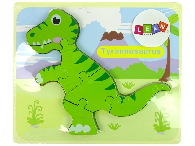 Puzzle en bois Dino Isanosaurus Tyrannosaurus Vert