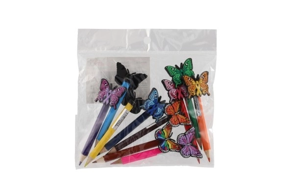 Crayon avec motif papillon en bois