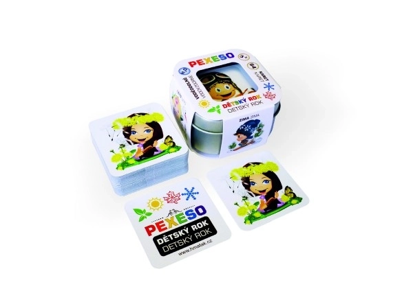 Pexeso L'année des enfants - imperméable, 64 cartes dans une boîte en métal 6x6x4cm