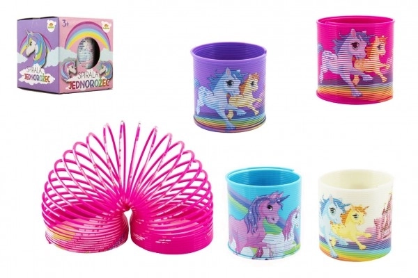Ressort sautillant coloré avec motif de licorne - 6,5 cm