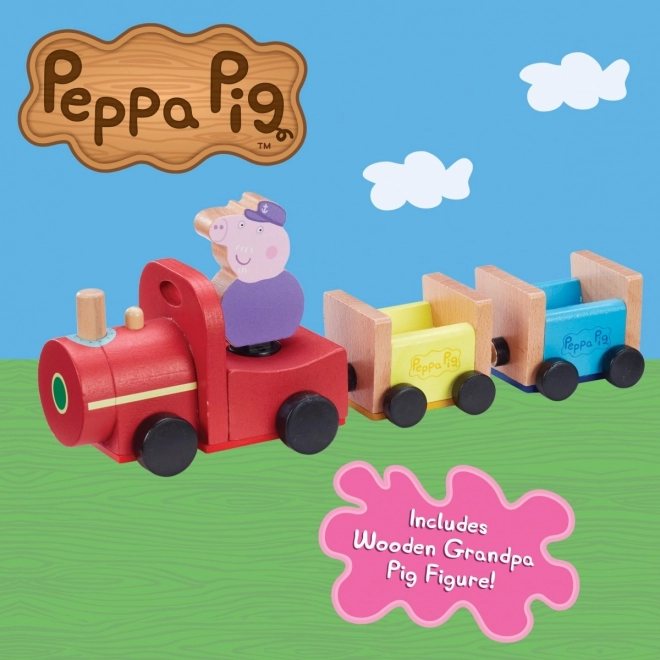 Train en bois Peppa Pig + figurine grand-père