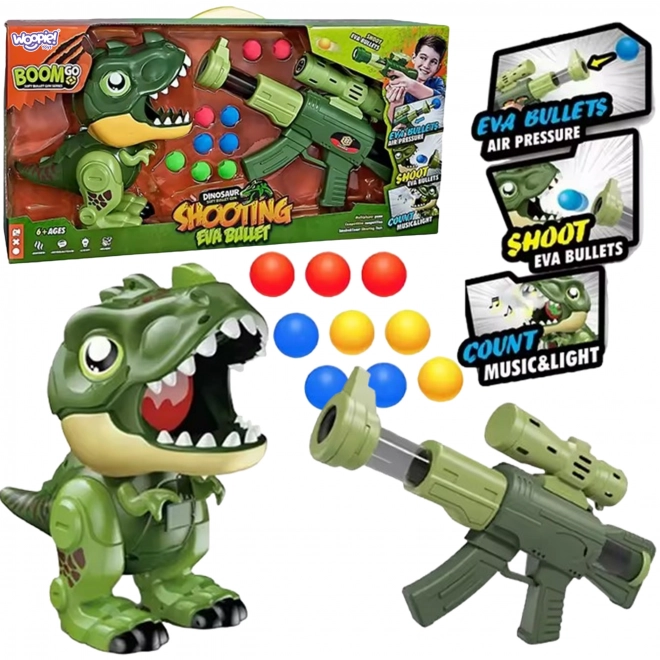 Pistolet interactif avec balles en mousse et lanceur de dinosaure