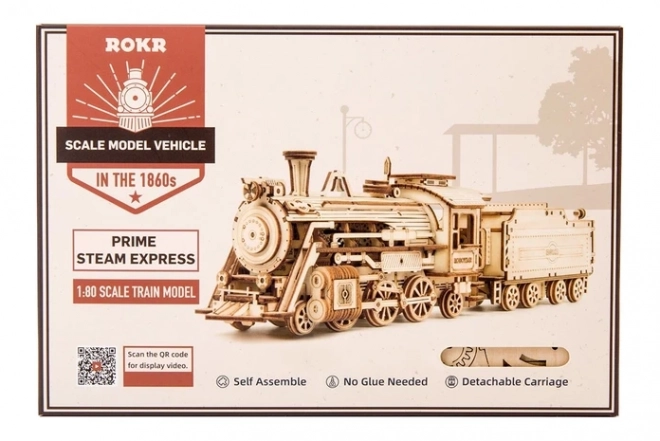 Locomotive - Express à Vapeur - Puzzle 3D en Bois