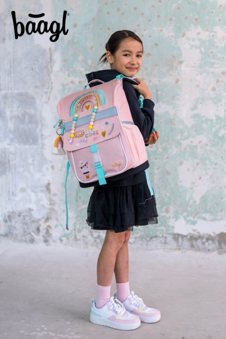 BAAGL Cartable Zippy Arc-en-ciel Rose