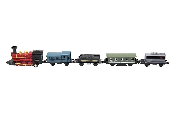 Petit train avec 4 wagons (5 pièces), métal/plastique, 8 cm, à rétrofriction