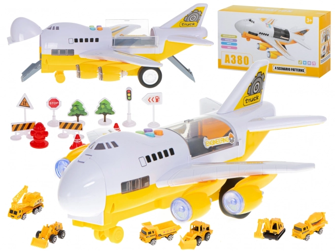 Avion cargo avec machines de construction