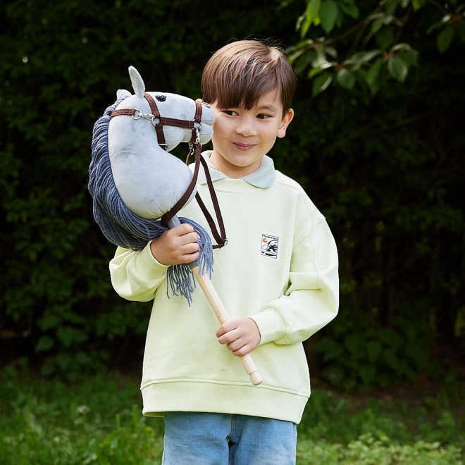 HOPPIHORSE cheval à bâton hobby horse taille A4 gris