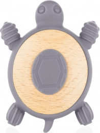 Anneau de dentition en bois et silicone Turtle, Dove Grey
