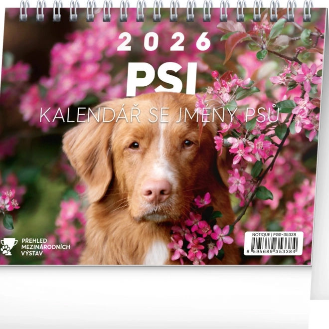 Calendrier de table Chiens avec noms de chiens 2026