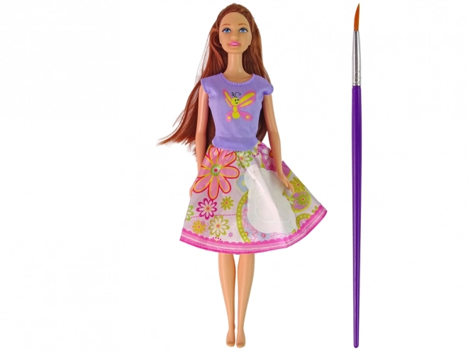 Poupée robe à peindre cheveux longs – brune