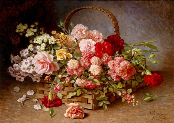 ENJOY Puzzle Panier de roses et d’œillets 1000 pièces