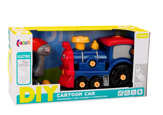Jeu de construction locomotive à vapeur à visser DIY pour enfants