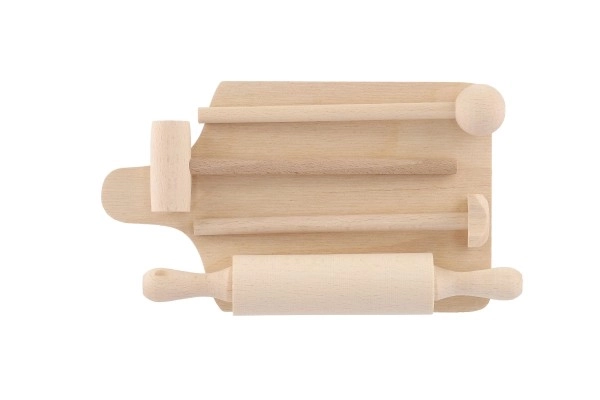 Planche à découper de cuisine, rouleau à pâtisserie, maillet en bois 20cm dans un sac