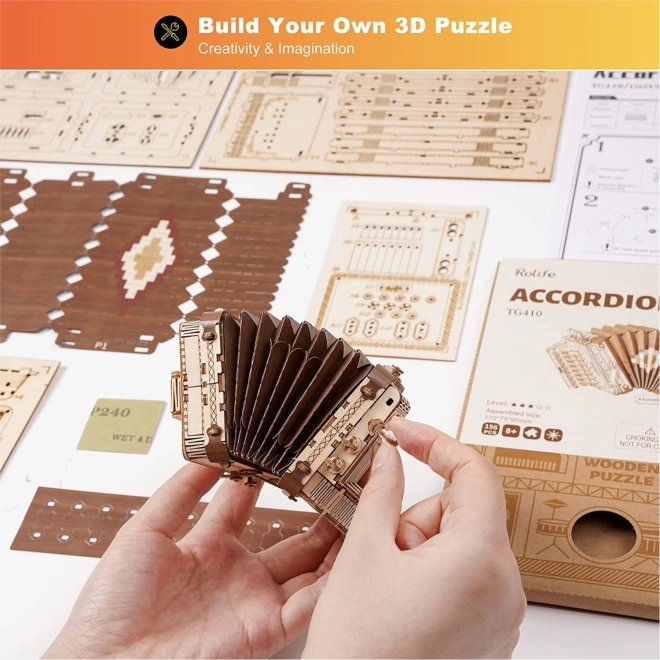 Accordéon - Maquette en bois 3D