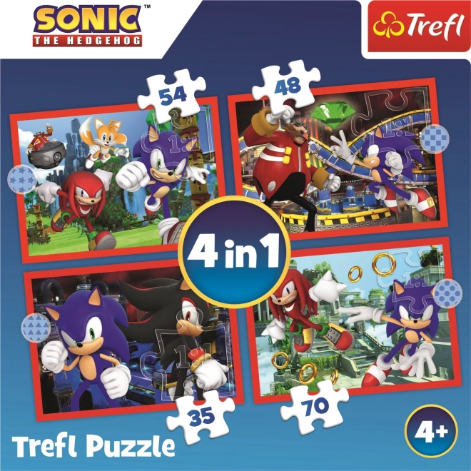 Puzzle 4en1 Sonic/Sonic Le Hérisson 28,5x20,5cm dans une boîte 28x28x6cm