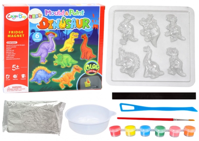 Kit créatif DIY Magnets en plâtre Dinosaures