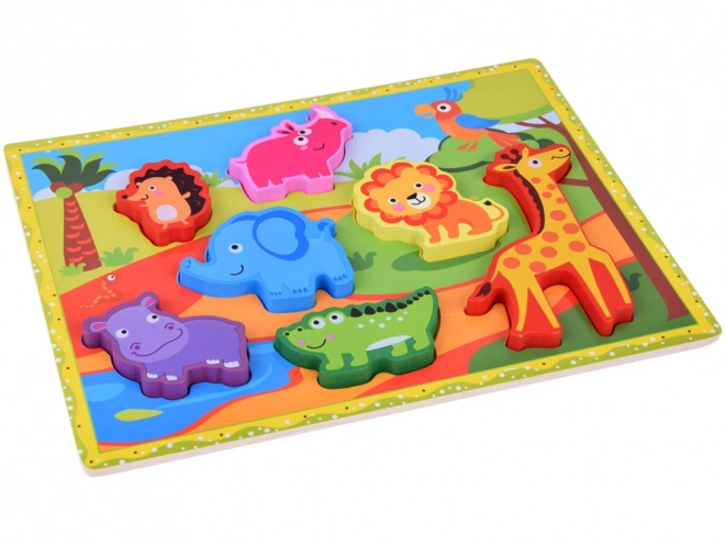 Puzzle en bois safari animaux 7 pièces formes assorties ZA5256