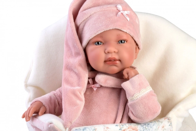 Llorens 84450 NOUVEAU-NÉ - poupée réaliste bébé avec sons et corps en tissu doux - 44 cm