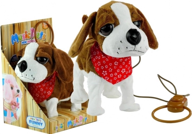 Chien en peluche interactif avec laisse et chant