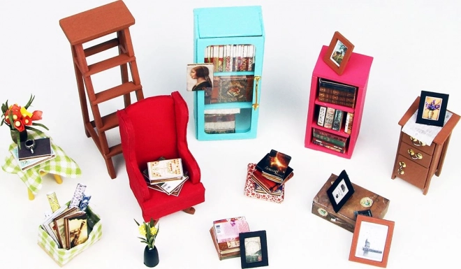 Samova studovna - Bibliothèque DIY Miniature Maison de Poupées