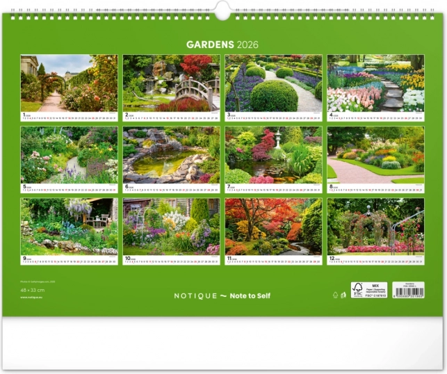 Calendrier mural Jardins 2026
