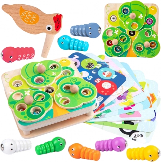 Tooky Toy jeu magnétique en bois 2-en-1 avec vers