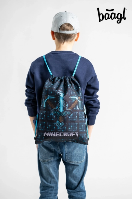 Minecraft 2 ensemble hache bleue et épée trousse et sac
